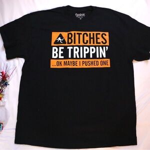 Spencer's Black and Orange Graphic Tee NWOT